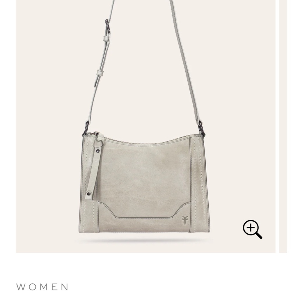 Frye - Melissa - Antique Leather, Light Gray, Zip, Crossbody Bag